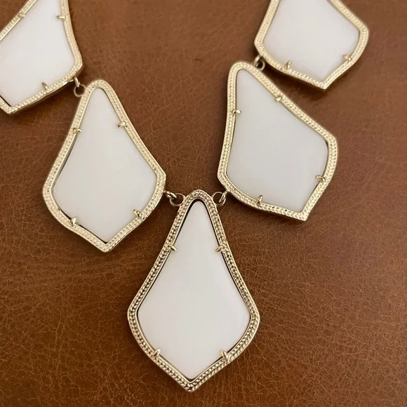 Kendra Scott Kensey White and Gold Statement Necklace - Picture 2 of 5